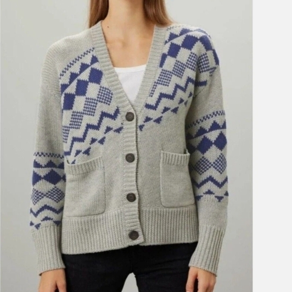Derek Lam Gray and Blue Knit Sweater